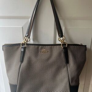 Coach Black and Cream Patterned Tote Bag